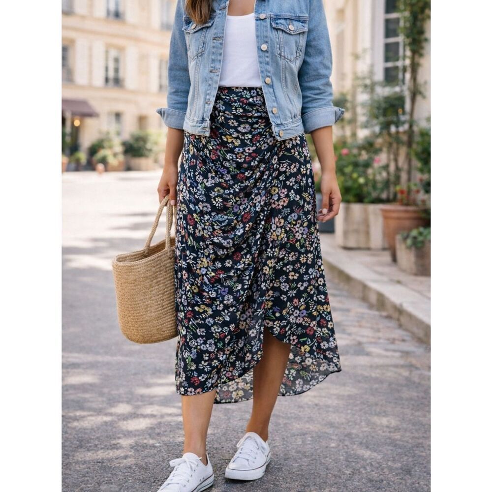 Rebecca Minkoff Floral Romy Skirt Draped Midi Size 4
